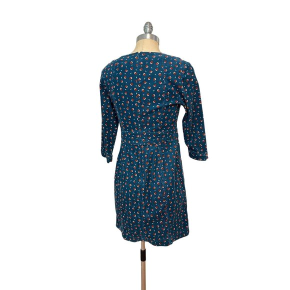 Boden Teal & Coral Coraline Corduroy Dress US 4P Petite NWOT - Picture 4 of 6